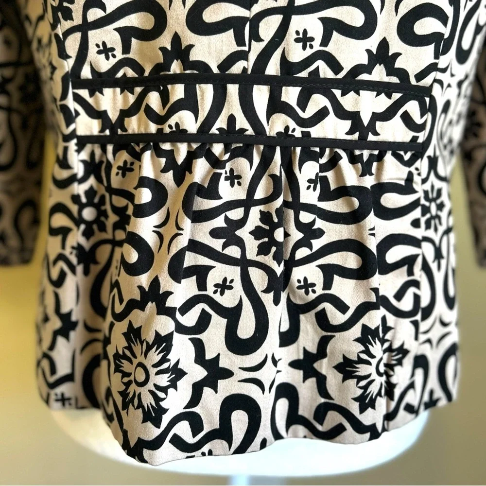 Marisa Christina Evening Blazer Jacket Womans XL Black Beige Floral Pockets Trim - Picture 14 of 16